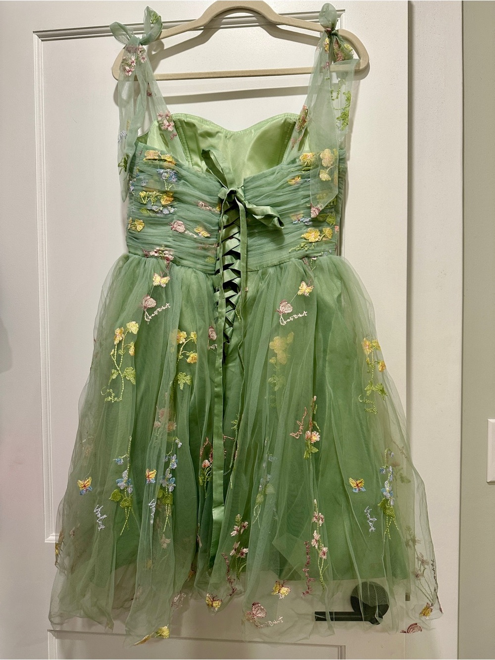 Green Floral Tulle Party Dress for Girls, NWOT - Picture 3 of 6